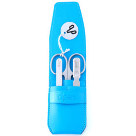 Alpen - Manikürset mit Lasche, 4-tlg., inox. (matt), Kunststoffetui, Blau - 6800R-BLUE
