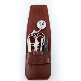 Alpen - Manikürset mit Lasche, 6-tlg., vernickelt, Rindsleder, Bordeauxrot - 6872-BORDEAUX