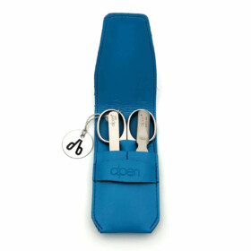 Alpen - Manikürset mit Lasche, 4-tlg., inox. (pol./matt), Kunststoffetui, Blau - 6800RP-BLUE