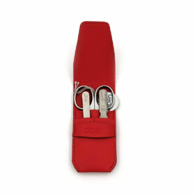 Alpen - Manikürset mit Lasche, 4-tlg., inox. (pol./matt), Kunststoffetui, Rot - 6800RP-RED