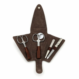 Alpen - Manikürset in Dreiecksform, 5-tlg., inox. (pol./matt), Rinds-Nappaleder, Cognac - 6879RP-COGNAC