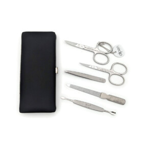 Alpen - Manikürset mit Rahmen, 6-tlg., inox. (pol./matt), Nappaleder, Schwarz - 6882RP-BLACK