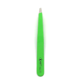 Alpen - Pinzette, schräg, Sandstrahlfinish, rostfrei, Neongrün, 10 cm - 8456.10TU-GREENNEON
