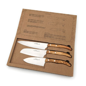 Claude Dozorme - Küchmesser-Set Cuisine Tradi Berlingot, Olive, 3-teilig