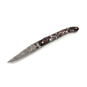 Claude Dozorme - Laguiole 12cm, Damast, Zimtrinde Resin, violett, weiß