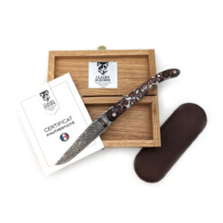 Alternative view of Claude Dozorme - Laguiole 12cm, Damast, Zimtrinde Resin, violett, weiß