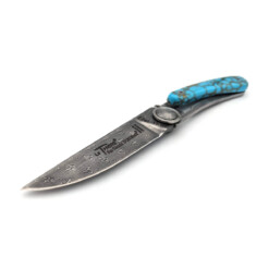 Alternative view of Claude Dozorme - Le Thiers Liner Lock, Damast, Türkis