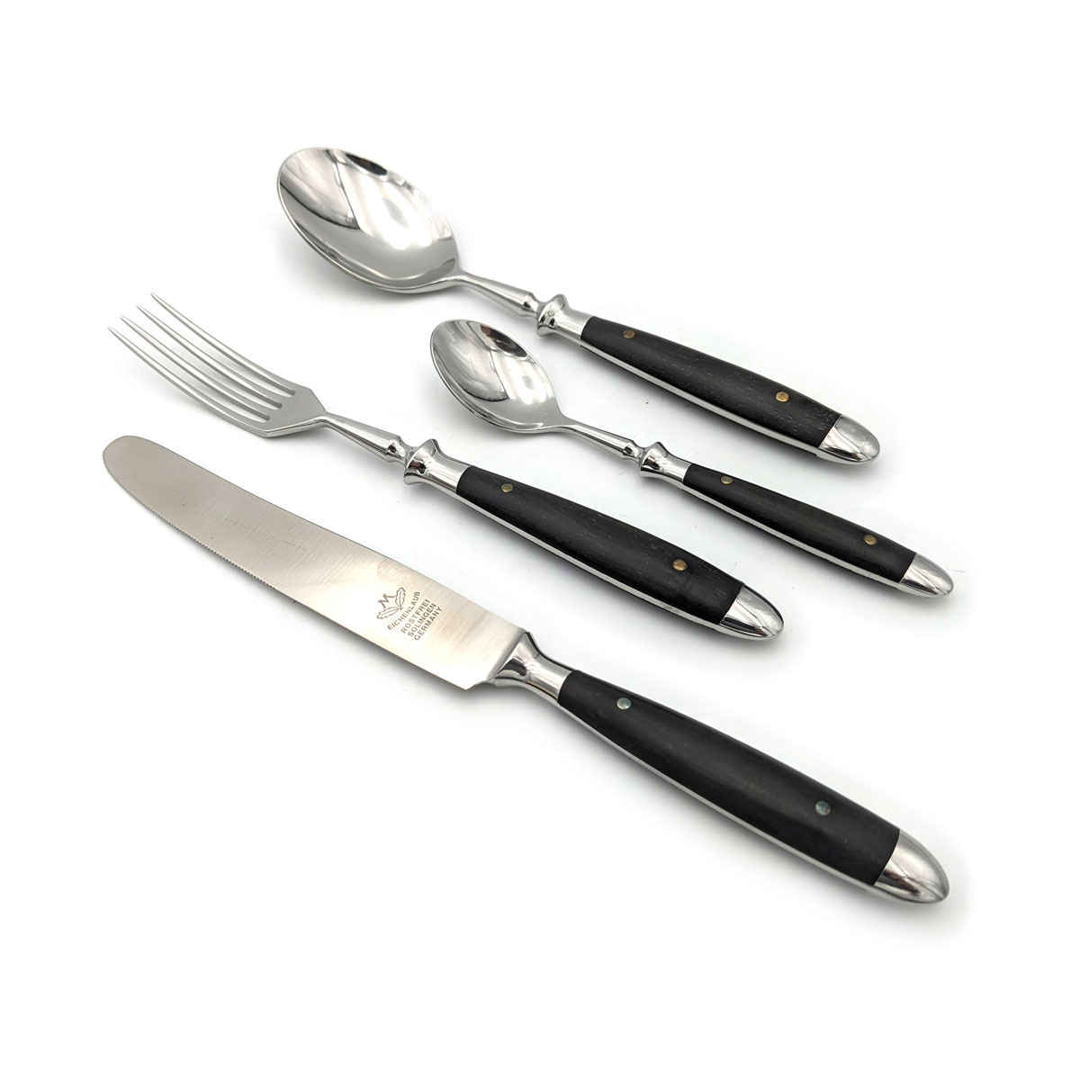 Eichenlaub - "Altdeutsch" Ebenholz Besteck-Set, 4-teilig