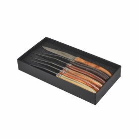 Goyon Chazeau - "Laguiole" Steakmesserset 6-teilig, gemischte Hölzer, rostfrei