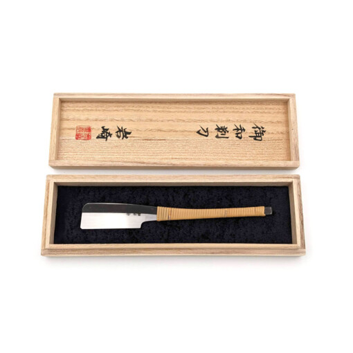 Iwasaki - Kamisori japanisches Rasiermesser mit Rattan-Griff 7/8" – Bild 6