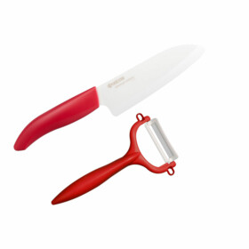 Kyocera - "Gen Colour" Keramik-Messerset Rot (Santokumesser + Schäler)