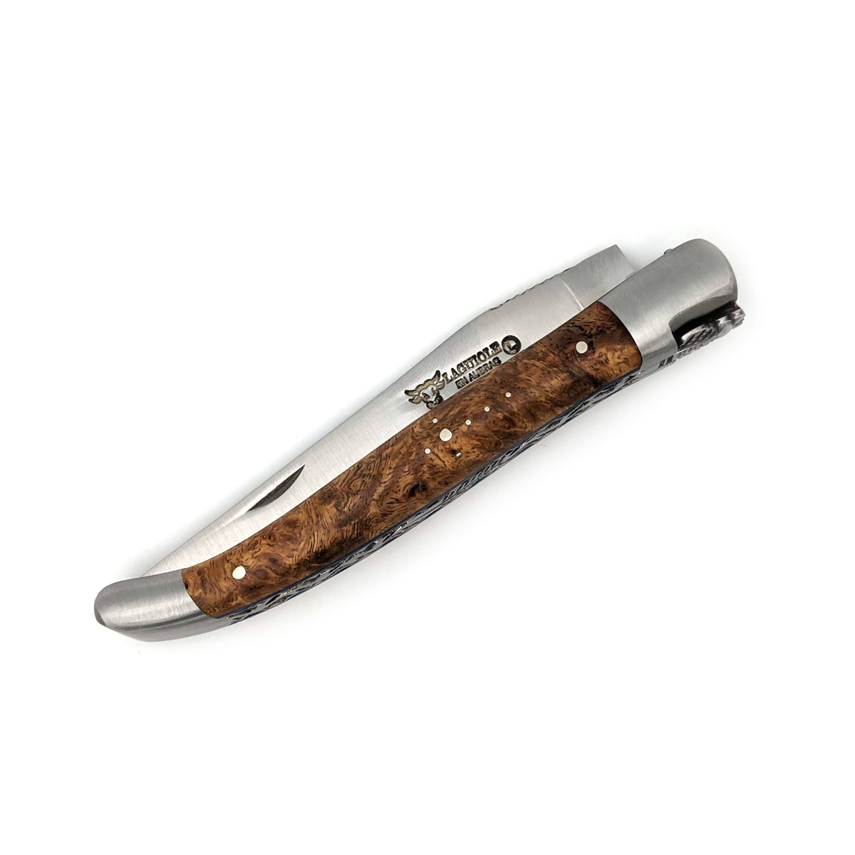 Laguiole en Aubrac - Laguiole 12 cm, Amboina, Inlay Blau – Bild 3