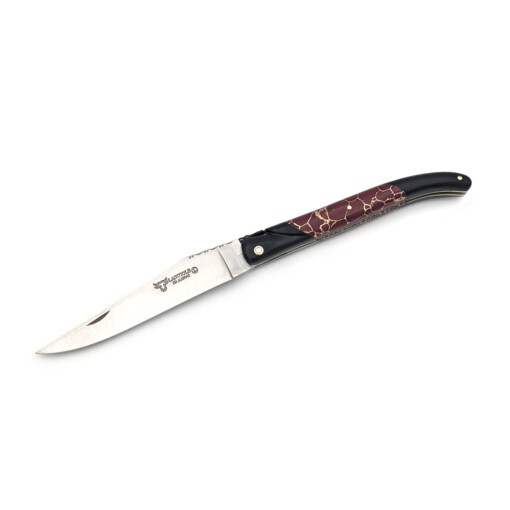 Laguiole en Aubrac - Laguiole 12 cm, Einlegearbeit Jaspis, Kupfer