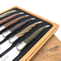 Alternative view of Laguiole en Aubrac - "Laguiole" Steakmesserset 6-teilig, gefärbt, gestreiftes Holz