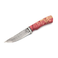 Maruschin - Damast Outdoormesser 8,5 cm, gefärbtes Wurzelholz