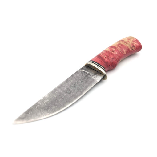 Maruschin - Damast Outdoormesser 8,5 cm, gefärbtes Wurzelholz – Bild 3