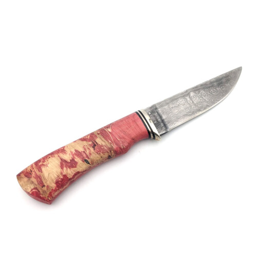 Maruschin - Damast Outdoormesser 8,5 cm, gefärbtes Wurzelholz – Bild 4