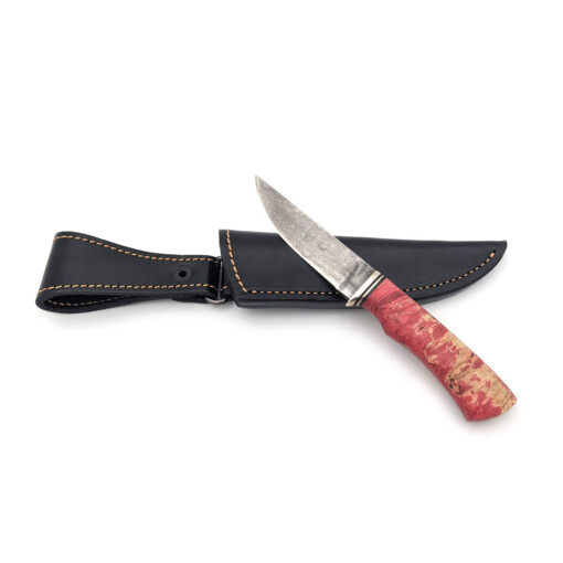 Maruschin - Damast Outdoormesser 8,5 cm, gefärbtes Wurzelholz – Bild 2