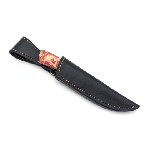 Maruschin - Damast Outdoormesser 8,5 cm, gefärbtes Wurzelholz – Bild 6