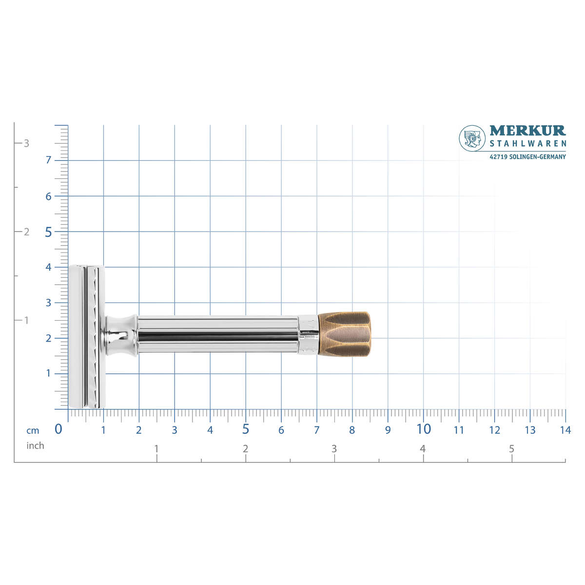 Merkur - Rasierer Progress 500 mit Antik-Messing Metallknauf - 500105 – Bild 3