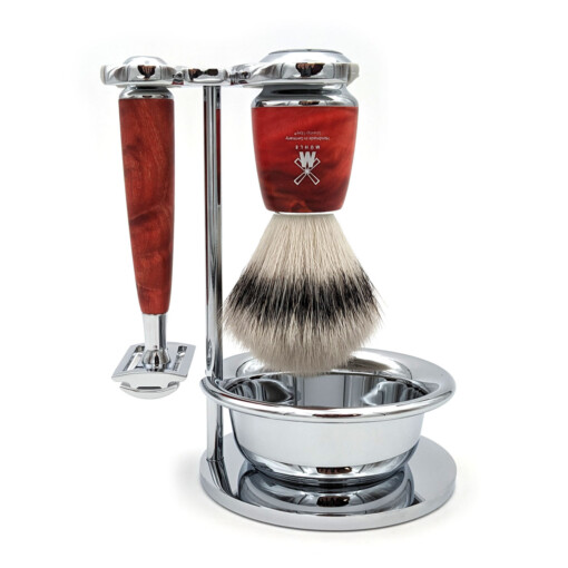 MÜHLE - "190 Jahre LORENZI" Rasierset, stabilisierte Pappel, rot - LOR 2210 SET