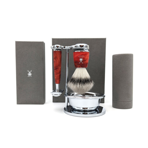 MÜHLE - "190 Jahre LORENZI" Rasierset, stabilisierte Pappel, rot - LOR 2210 SET – Bild 3