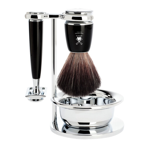 MÜHLE - RYTMO Rasierset mit Schale, Edelharz, schwarz, Black Fibre - S 21 M 226 SSR