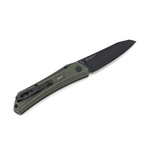 Pro-Tech - Dmitry Sinkevich Design Oligarch, Green Battleworn Handle, Magnacut Black DLC Blade – BSA25.Oligarch.1 – Bild 2