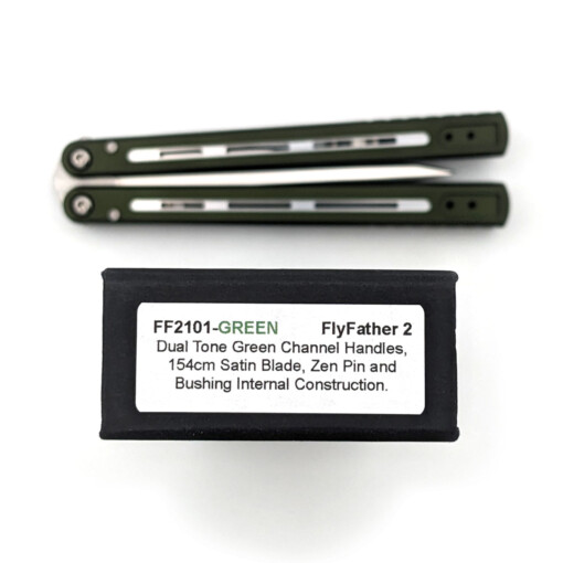Pro-Tech - FlyFather 2 Balisong, Squid Industries Collaboration, Dual Tone Green Handles, 154CM Blade - FF2101-Green – Bild 4