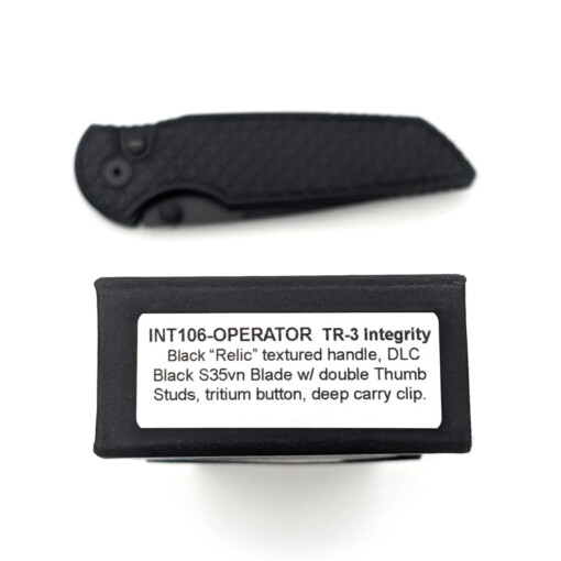 Pro-Tech - TR-3 Integrity Operator Thumbstud Manual, Black "Relic" Textured Handle, DLC Black S35VN - INT106-OP – Bild 3