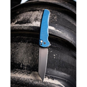 Pro-Tech - Malibu Flipper, DLC Black Magnacut, Blue Dragon Scale Aluminum - 5436-BW Blue LTD