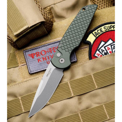 Pro-Tech - Tactical Response 3, Auto Folder, 154-CM Stonewash, Green Handle - TR-3 X1 SW Green