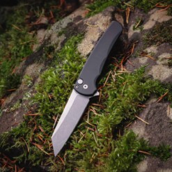 Pro-Tech - Malibu Flipper, Magnacut Reverse Tanto Blade, Stonewash Finish, Blasted Hardware, Black - 5401