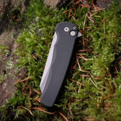 Alternative view of Pro-Tech - Malibu Flipper, Magnacut Reverse Tanto Blade, Stonewash Finish, Blasted Hardware, Black - 5401