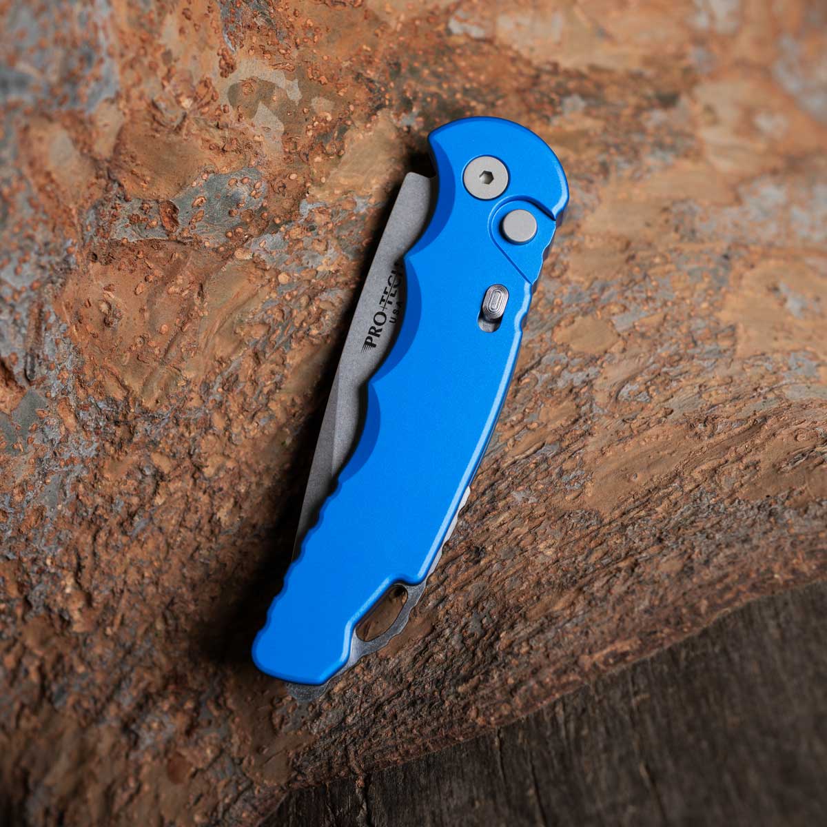 Pro-Tech - Tactical Response 5, Stone Wash Blade, Blue Handle - T501-BLUE – Bild 2