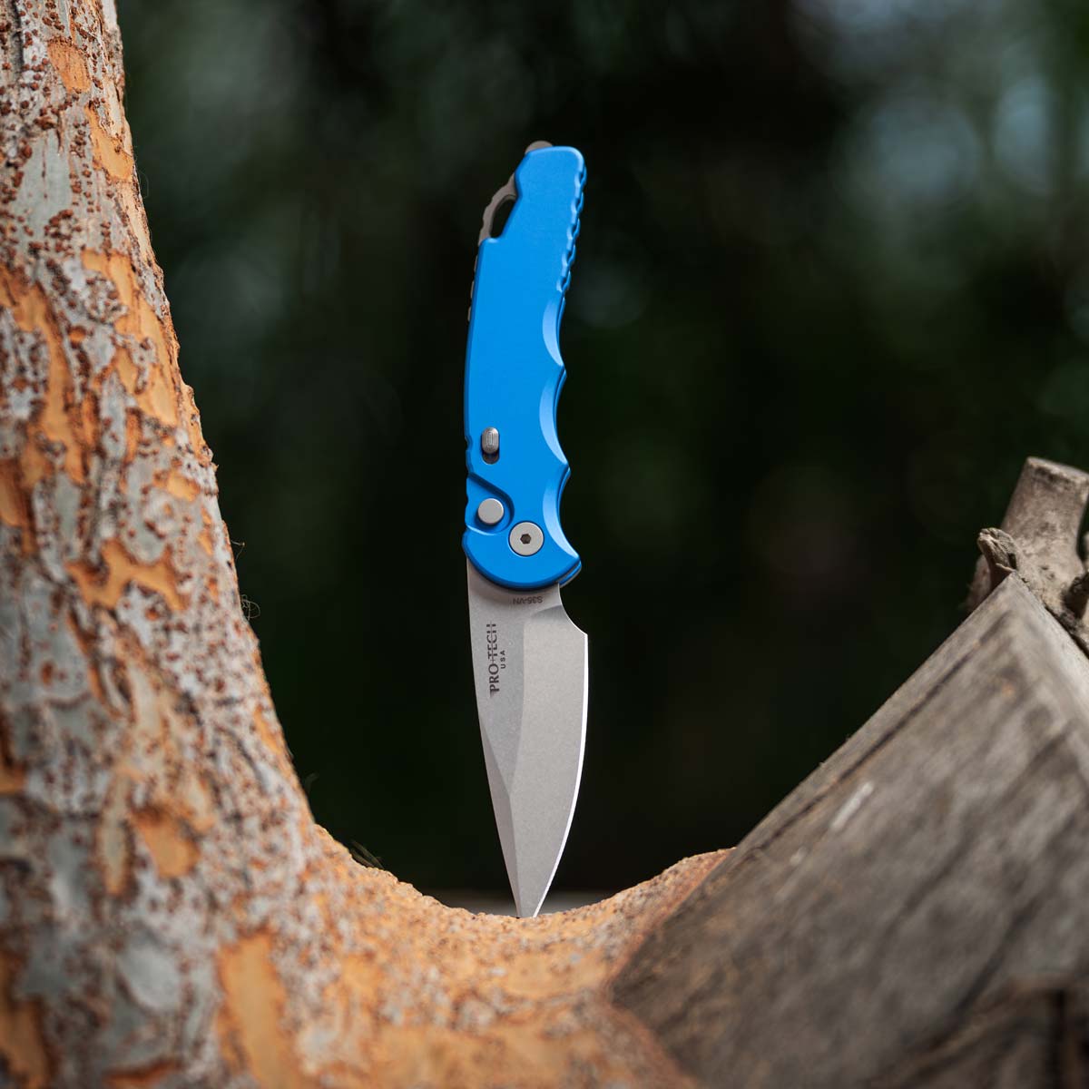 Pro-Tech - Tactical Response 5, Stone Wash Blade, Blue Handle - T501-BLUE – Bild 3