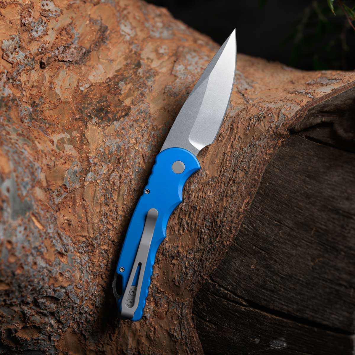 Pro-Tech - Tactical Response 5, Stone Wash Blade, Blue Handle - T501-BLUE – Bild 4
