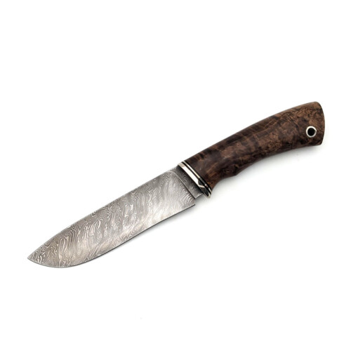 Weles - Damast-Messer feststehend, karelische Birke Braun, 13,5 cm (B)